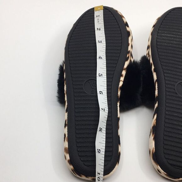 Victoria’s Secret leopard printed faux fur trim foam slipper Sz Small - Picture 6 of 8